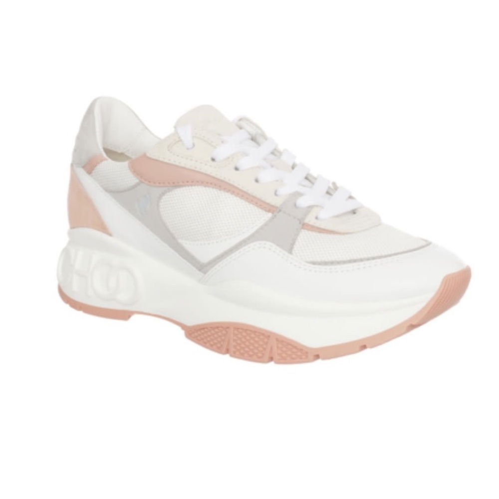 Jimmy Choo White and Pink Sneakers